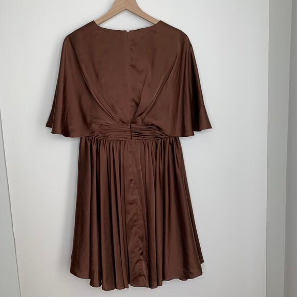 Mac Duggal Dolman Sleeve Satin Cocktail Dress Drape Flowy Formal Size 8 New - Picture 4 of 16